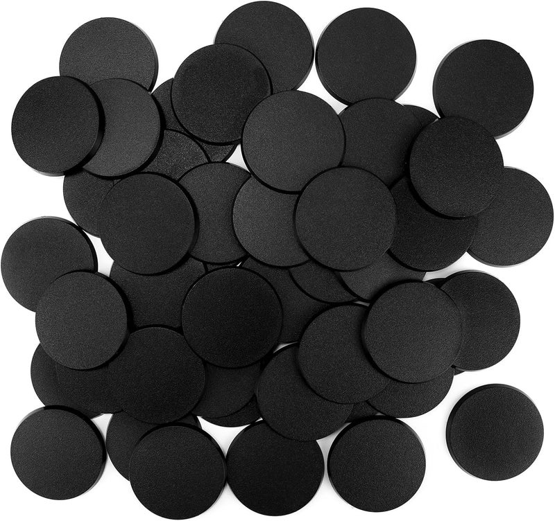 FIGURESLAB Store 30PCS 60mm/2.36inch Textured Plastic Black Round Miniature Bases, Model Base for Gaming Miniatures or Wargames Table Top Games - Image 1